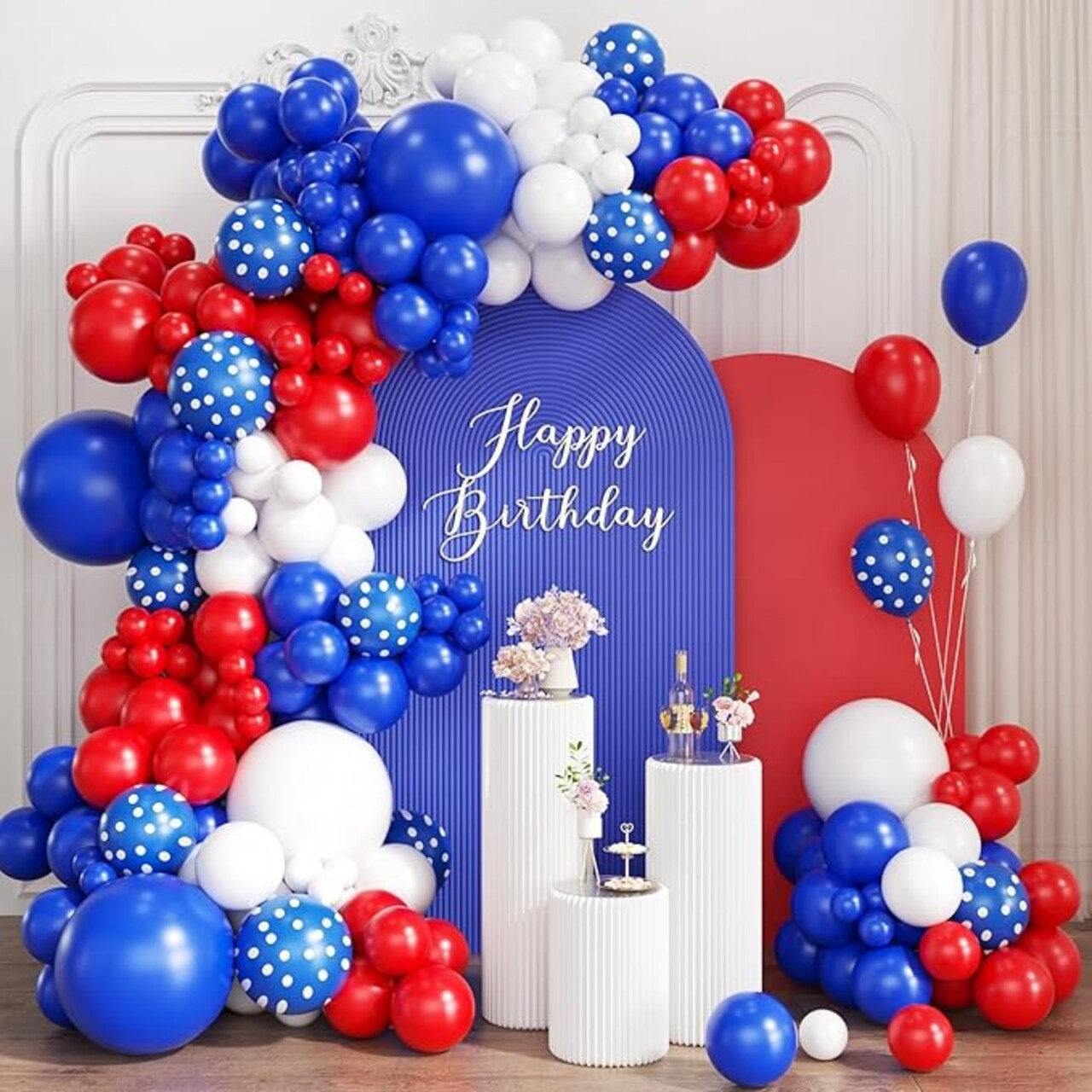 Red White Blue Balloon Arch Kit, 167PCS 4th of July Balloons Garland for Graduation Patriotic Birthday Nautical Baby Shower Wedding Baseball Party Decorations
